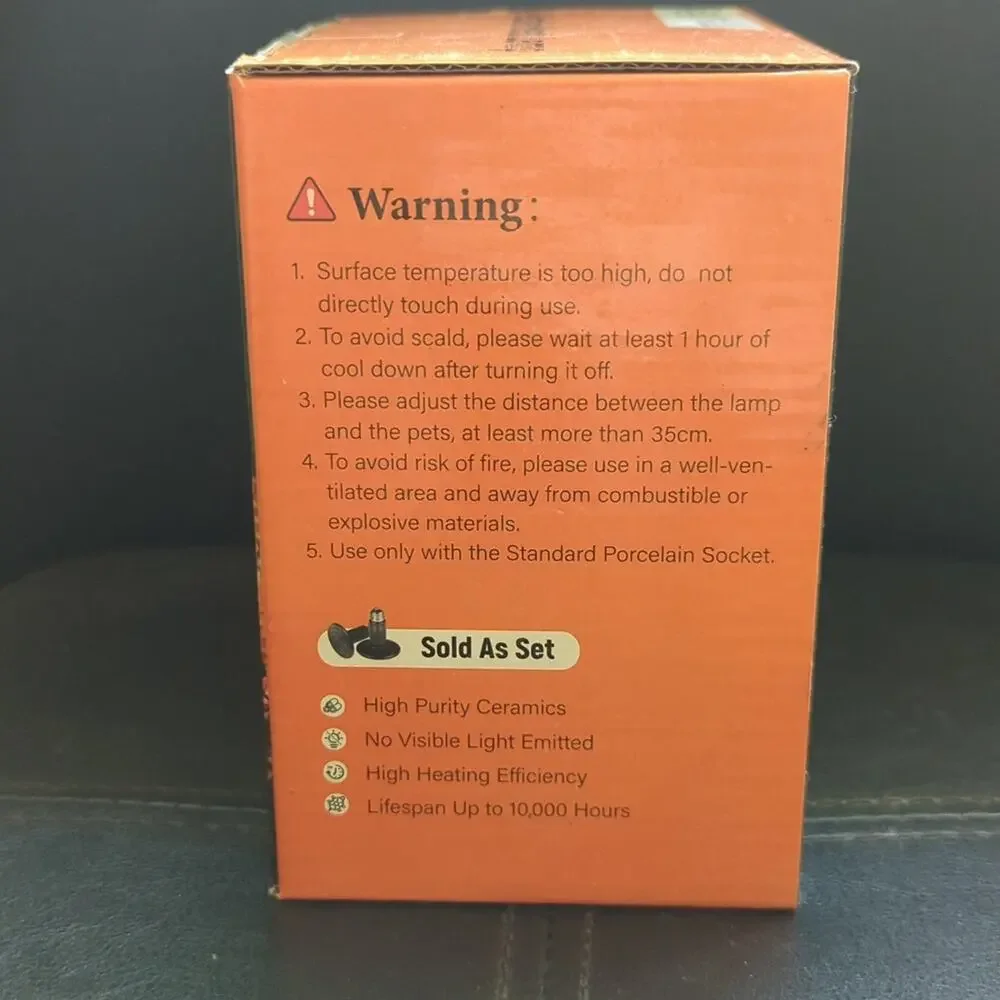 Ceramic Reptile No Light Emmited Heat Lamp High Heat Basking Bulb 2 Pack